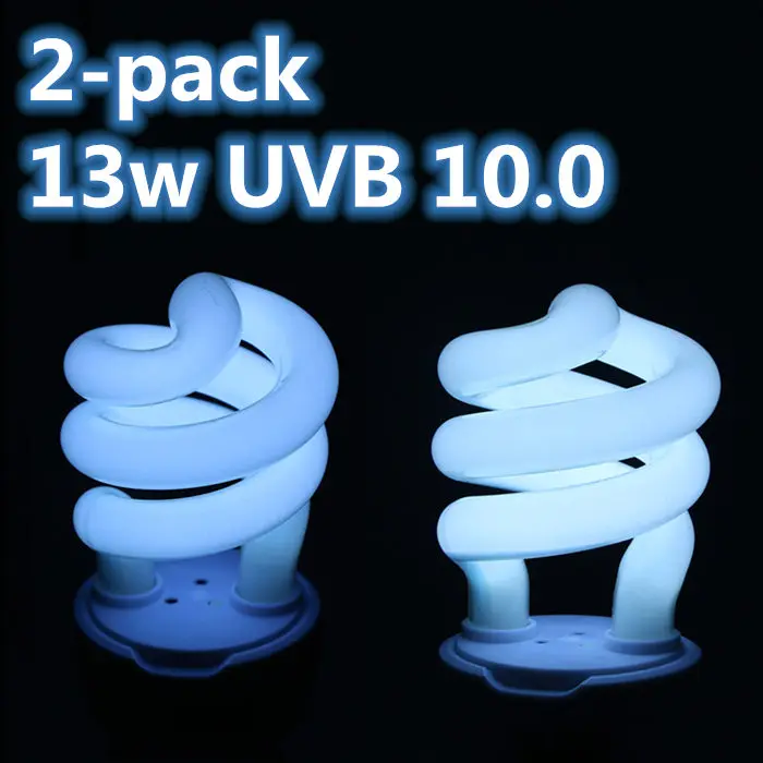 2-Pack Reptile компактная флуоресцентная лампа для вивария светильник 10,0 UVB UV CFL 26W E27 винтовой светильник полный спектр лампы для пустыни - Цвет: 13W 220V UVB 10