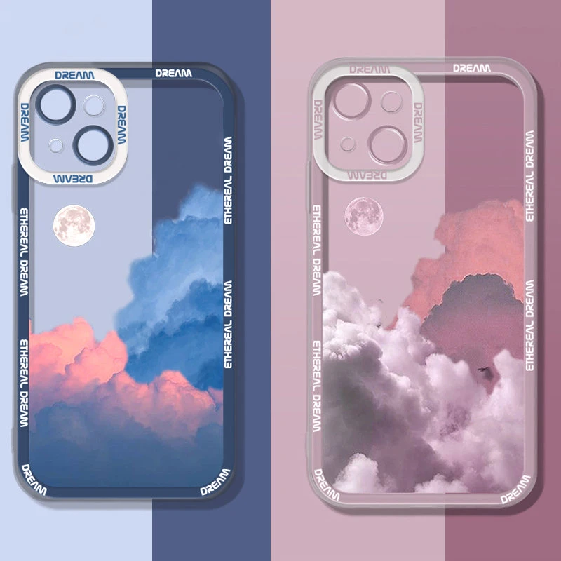 apple iphone 11 Pro Max case Retro INS Sunset Sky Clouds Moon Pattern Case For iPhone 13 12 11 Pro Max XR X XS 7 8 Plus SE2020 11 Shockproof Soft Clear Cover iphone 11 Pro Max leather case