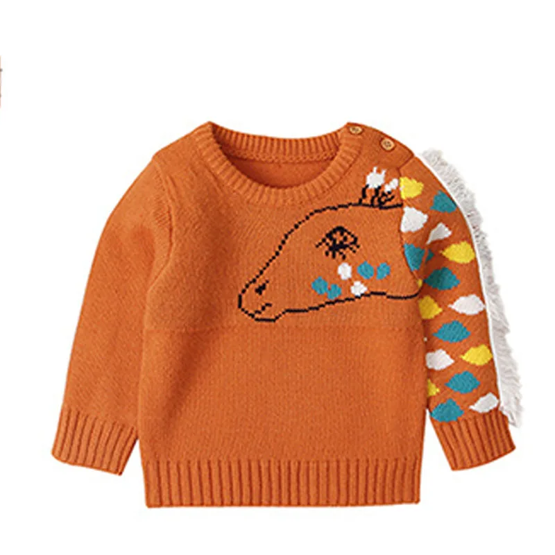 Осень-зима, вязаные Рождественские свитера с оленем и длинными рукавами для маленьких мальчиков и девочек, хлопковые свитера для мальчиков и девочек - Цвет: 82W307 orange