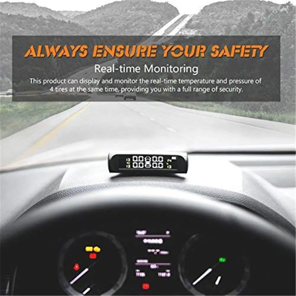 Система контроля давления в шинах с ЖК дисплеем TPMS на солнечной энергии 4 внешних