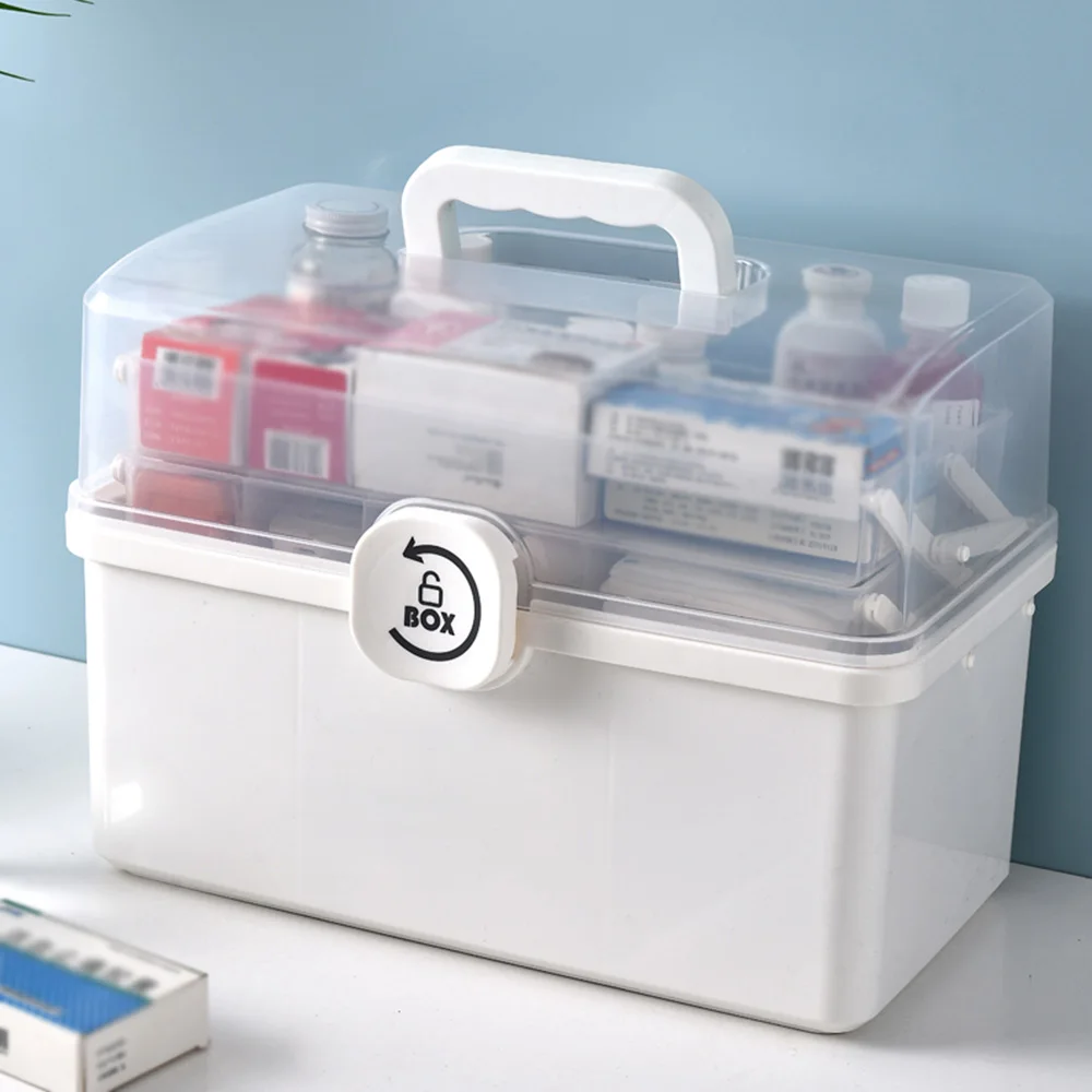 

Storage Box 3 Layers Large Capacity Medical Storage Box First Aid Medicine Boxes Family Medicines Box Portable Medicine Chest