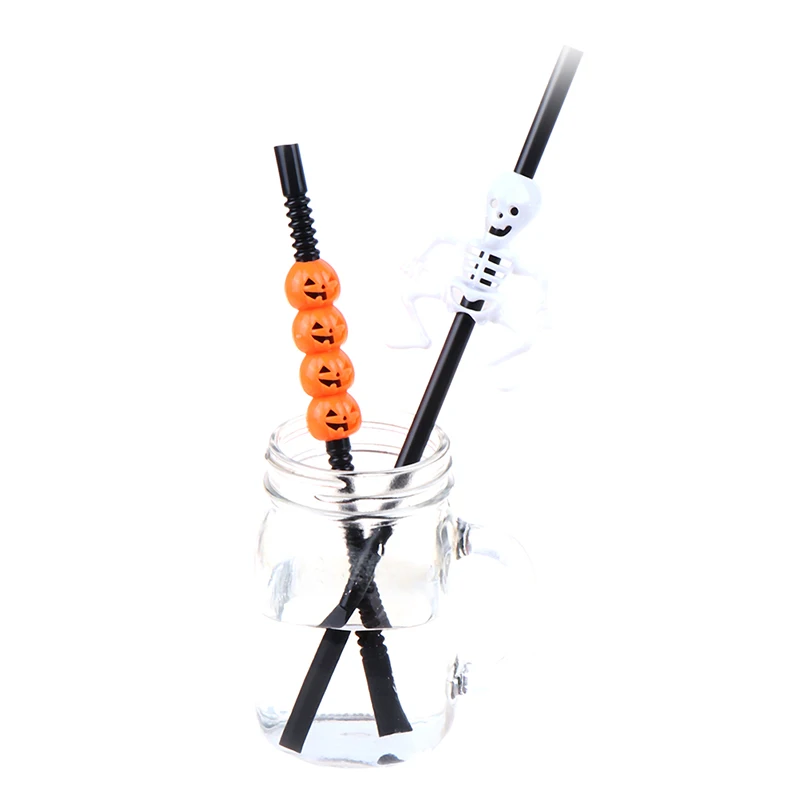 5Pcs Halloween Pumpkin Straw Ghost Straws Halloween Straws Party Supplies Halloween Decorations