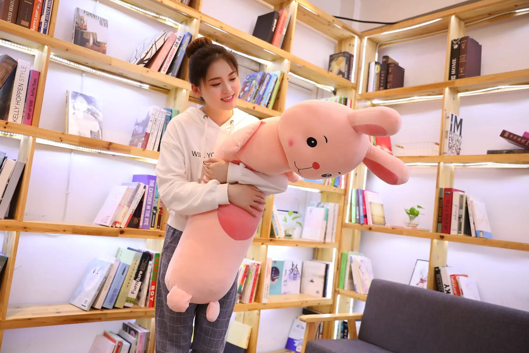 Цилиндрический плюшевые животные длинные средства ухода за кожей Kawaii постоянного обезьянка Банни лягушка Лев мягкие тела подушку компаньон, 4 размера