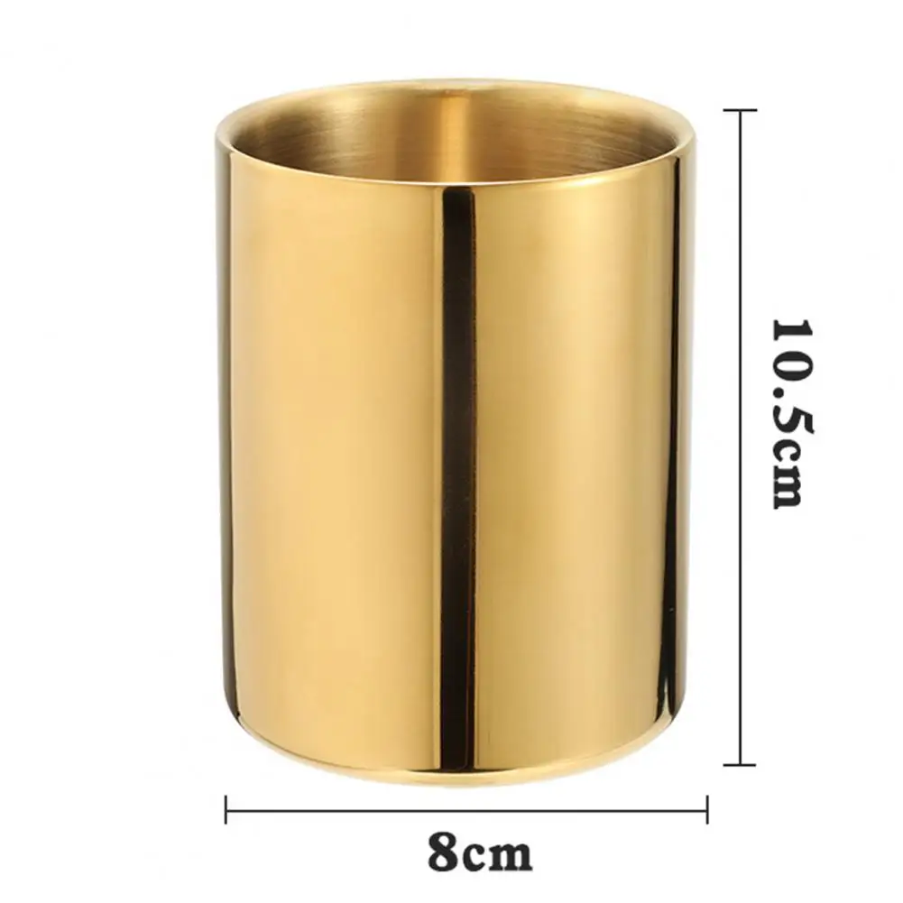 Pen Holders Organizer Space-saving Stainless Steel All-match Polished Brush Pots Plating Makeup Tools Holder Pen Containers pen holder desk organizer pen and brush holder brush holder