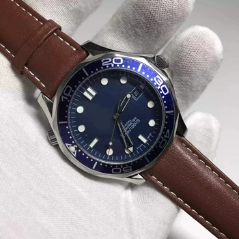 

Blue dial AAA watch Men luxury automatic mechanical glide smooth second hand leather strap Watches U1 factory