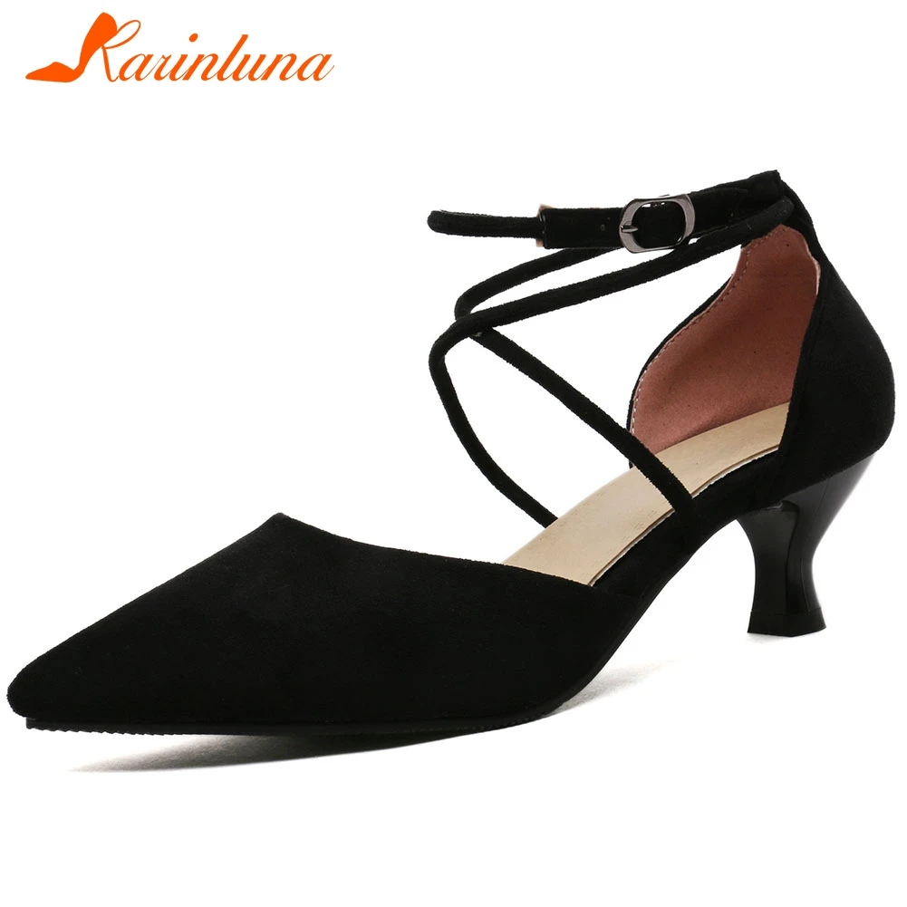 

Karinluna New Fashion Dropship 2020 Strange Style Summer Pumps Women Shoes Pointed Toe Buckle Strap Concise Shoes Woman Pumps