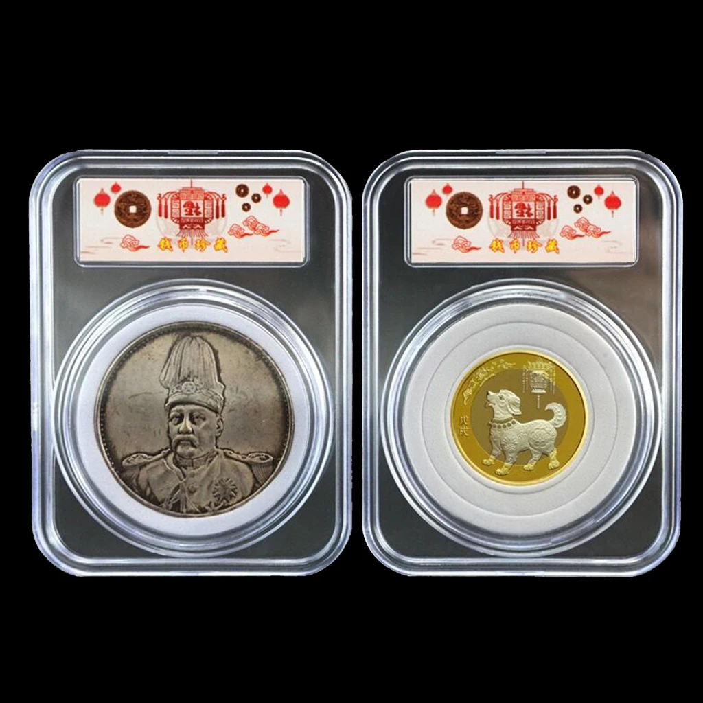 10Pcs Universal Coin Display Slab Storage Box Case Adjustable Gaskets Coins Medals Holder Container Collection Supplies