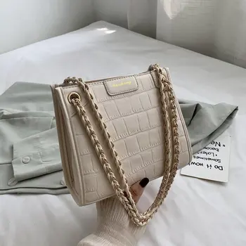 

2020 Fashion PU Stone Pattern Handbags Women Solid Color Travel Daily Crossbody Bags Youth Ladies Simple Versatile Bag