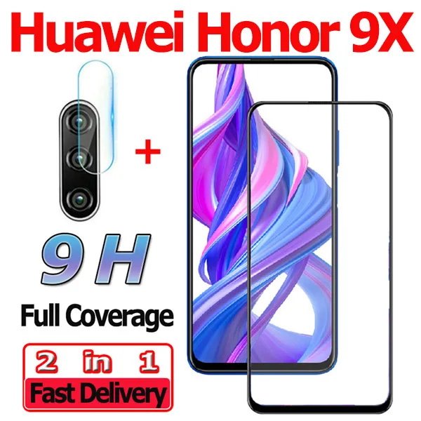 Honor 9X 2-in-1 2 в 1 защитное стекло на Huawei Honor 9X Pro 9 Lite протектор экрана Honor 9 X Pro закаленное стекло на Honor 9 камера стекло хонор 9 лайт защитное стекло хонор 8х стекло ксиоми хонор 8икс про стекло Honor 9 Lite glass - Цвет: Honor 9X 2-in-1