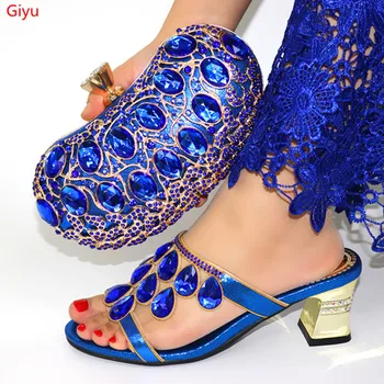 

doershow New Ladies Italian Shoes and Bag Set blue color African Shoes and Matching Bags Italian Nigerian Shoes and Bag HAD1-5