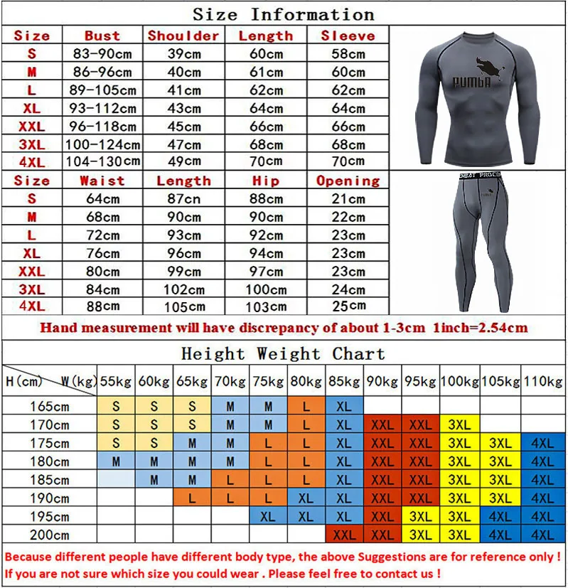 Description Picture 3 of itemGym Fitness Jogging Sportswear Quick Dry Men's Thermal underwear Sets Running Compression Sport Suits Basketball Tights Clothes