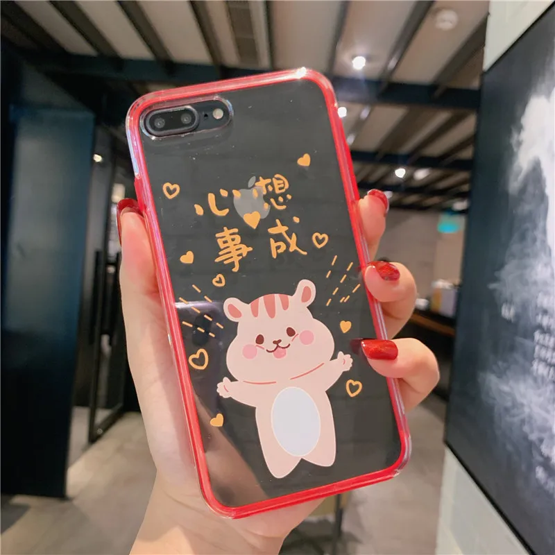 Для iPhone 11 pro Max чехол для телефона с мультяшным медведем+ пленка для экрана из закаленного стекла для iPhone X XS Max XR 7 8 6s Plus прозрачный чехол