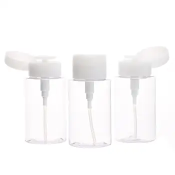 

4pcs 160/200/300ml PET Nail Polish Remover Alcohol Liquid Containers Press Pumping Dispenser Bottle For Nail Art UV Gel Cleaner