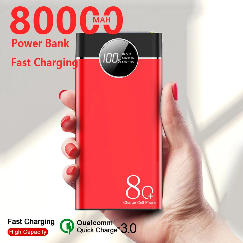 80000mAh банк питания для Xiaomi Samsung IPhone телефон быстрое зарядное устройство большой