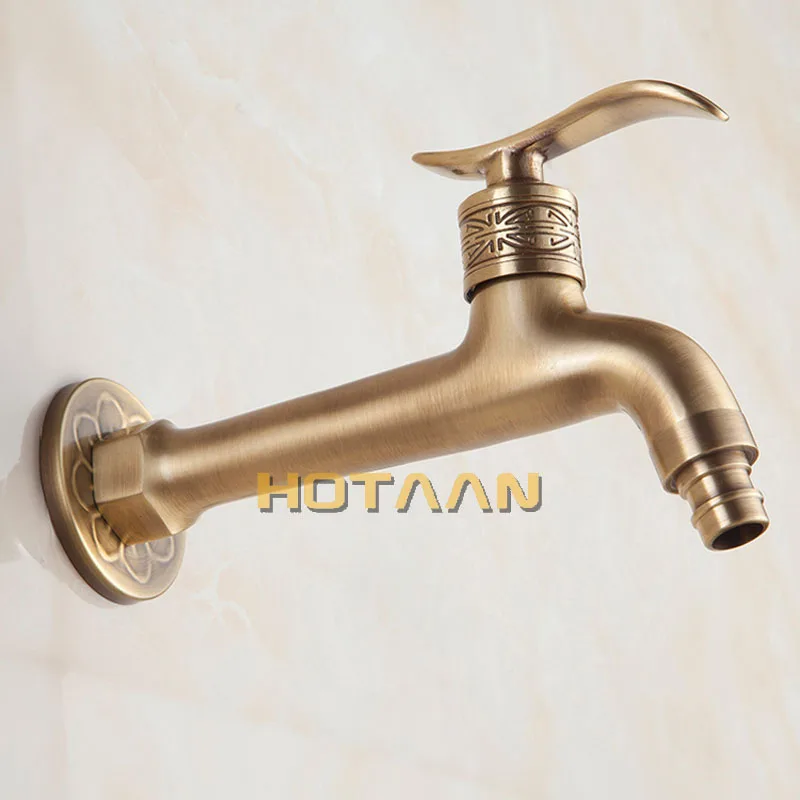 Long garden use Bibcock faucet tap crane Antique Brass Finish Bathroom Wall Mount Washing Machine Water Faucet Taps YT-5156-A