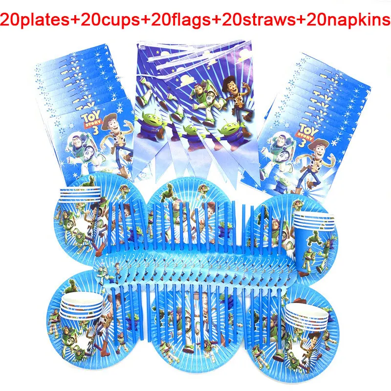 Toy-story-100pcs 100 шт./лот 20 человек с днем рождения Дети Дисней Мстители детский душ вечерние украшения набор баннер соломинки чашки тарелки поставщик - Цвет: Toy-story-100pcs