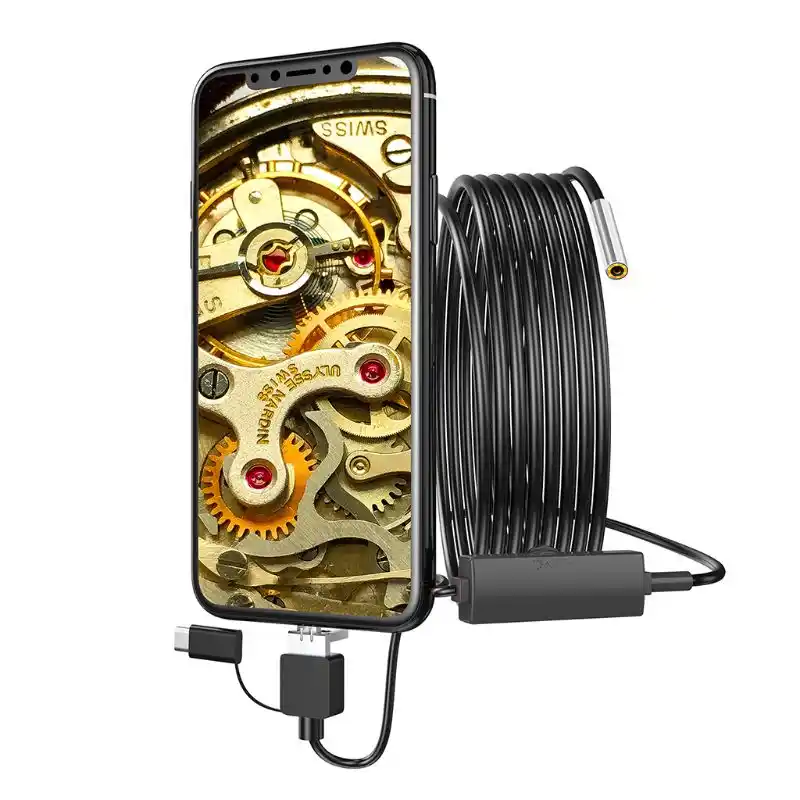 IP67 Waterproof 6 Adjustable LED Ultra Thin Waterproof Inspection Snake Camera Micro USB And Type C mooderf USB Endoscope 3 In 1 Borescope
