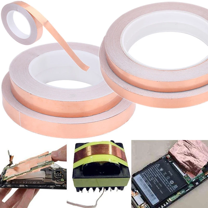 

Vacclo 1 Roll 30M Length Conductive Copper Foil Tape Shielding Tape Single-sided Conductive Self-adhesive Tape Household Tools