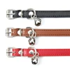 Soft Genuine Leather Cat Collar With Bell Adjustable Puppy Neck Strap For Kitten Necklace Cat Accessories Pet Supplies XS/S 4