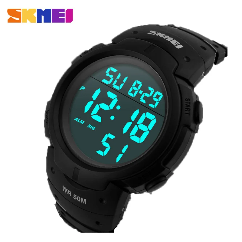 SKMEI 1068 уличные спортивные часы мужские альпинистские цифровые наручные часы с большим циферблатом 50 м водонепроницаемые часы с хронографом часы с ремешком из искусственной кожи