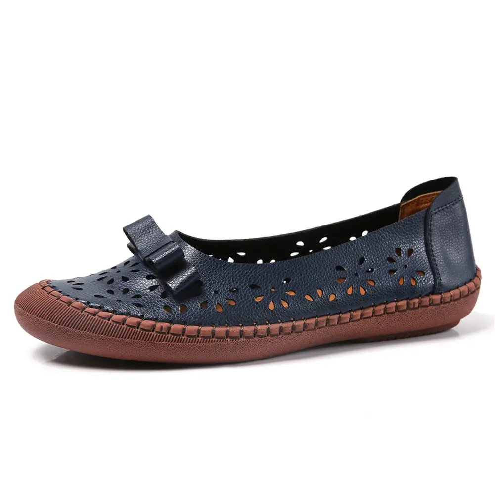Doratasia/модель года; водонепроницаемые мокасины из натуральной кожи с круглым носком без застежки; летняя удобная повседневная женская обувь для мам; женская обувь на плоской подошве; большой размер 45 - Цвет: Тёмно-синий
