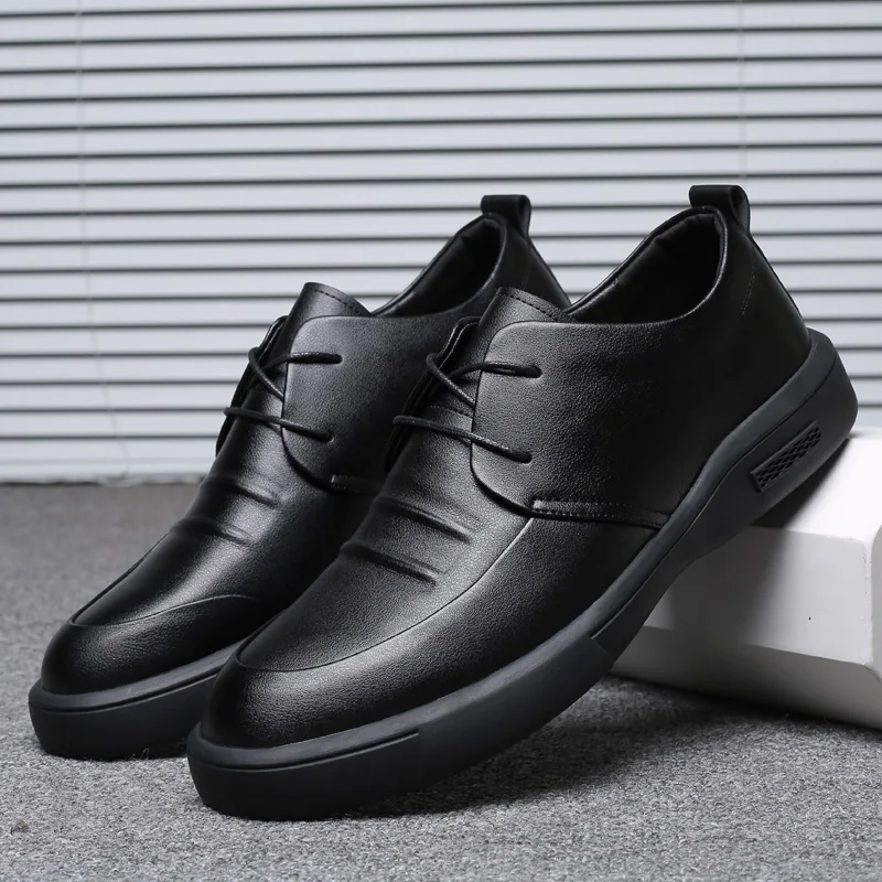 Misalwa High Quality Men Leather Casual Shoes Slip-on / Lace-up Office Daily Men Footwear Thick Sole Business Dress Moccasins
