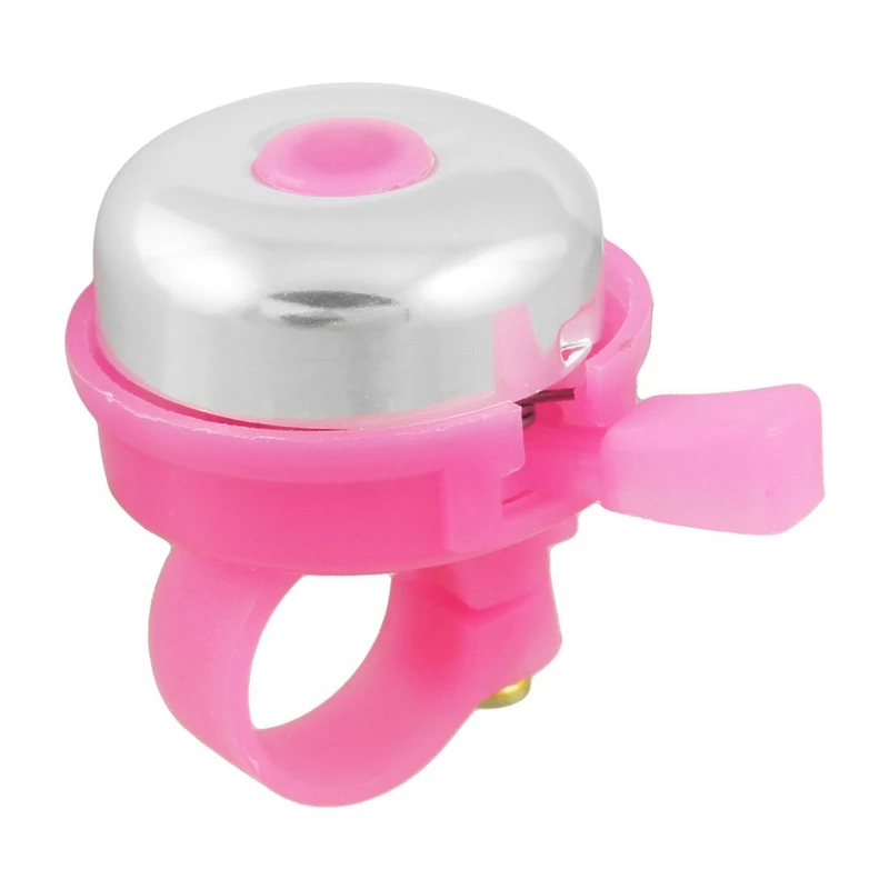 

Bike Bicycle Bell Ring Round Pink Silver Tone Plastic Metal Sound Alarm