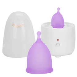 Medical Grade Reusable Female Menstrual Cup Lady Hygiene Cup Cleaner Machine Set Ergonomic Designs Care Disinfection Cup EU Plug