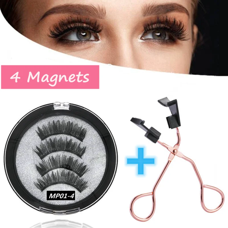 3D Magnet Eyelashes 4pcs 5pcs Magnets Natural Thick Eyelashes Repeatable Makeup Slender False