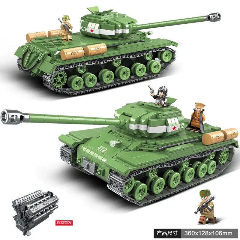 

1068pcs Kid Toy WWII Military IS-2M Heavy Tank and Soldier Building Blocks Compatibility Legoly Minifiguressy Tank Gift for Boy