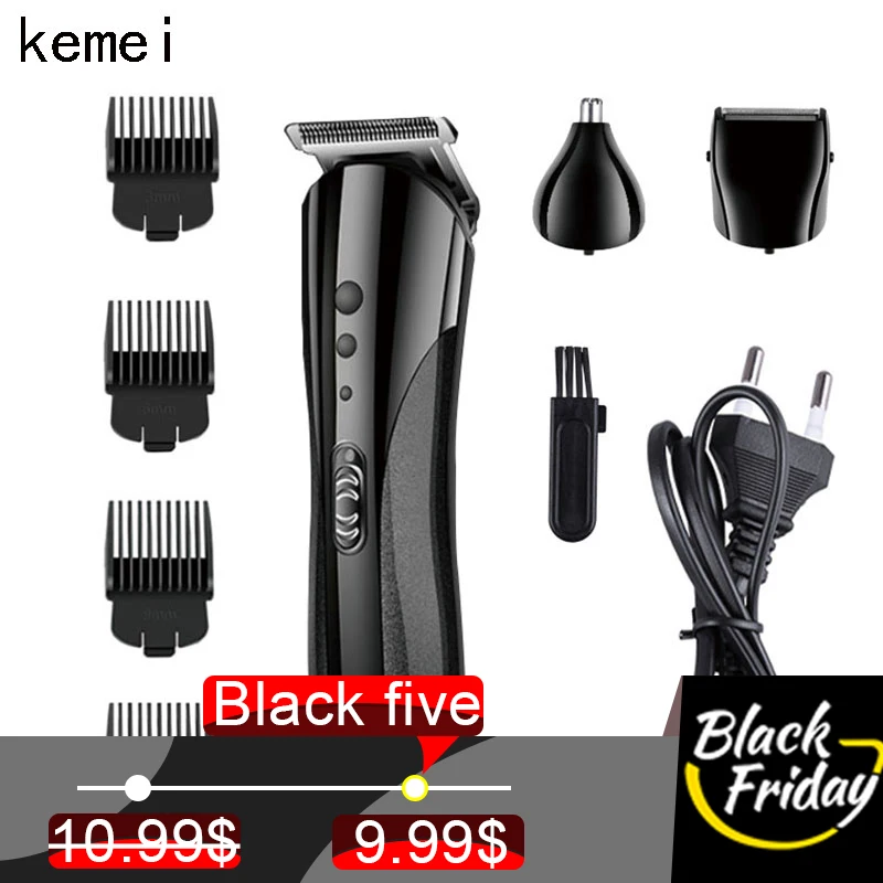 Kemei машинка для стрижки волос триммер мужская борода бритва электрическая