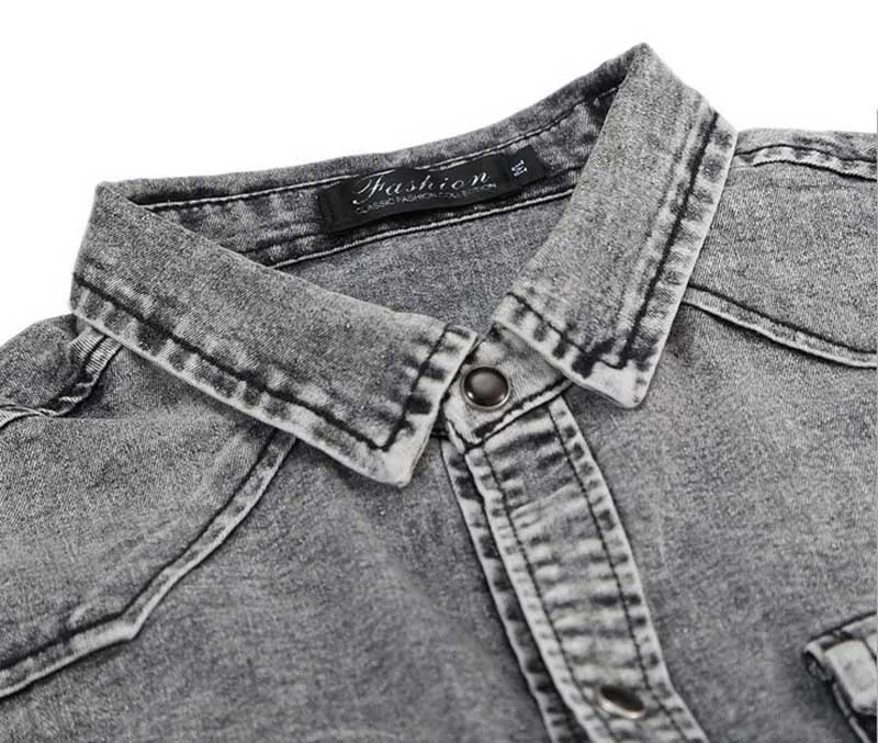 KIOVNO мужские повседневные хлопковые рубашки модные передние карманы с длинными рукавами джинсовые рубашки мужские брендовые дизайнерские черные серые