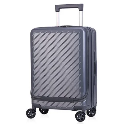 Zipper model gray Чемодан на колесиках, чемодан на колесиках, чехол с алюминиевой рамой, чехол на колесиках с сумкой для ноутбука, 20 дюймов, чехол для кабины и 24 дюйма коробка - Цвет: Zipper model gray