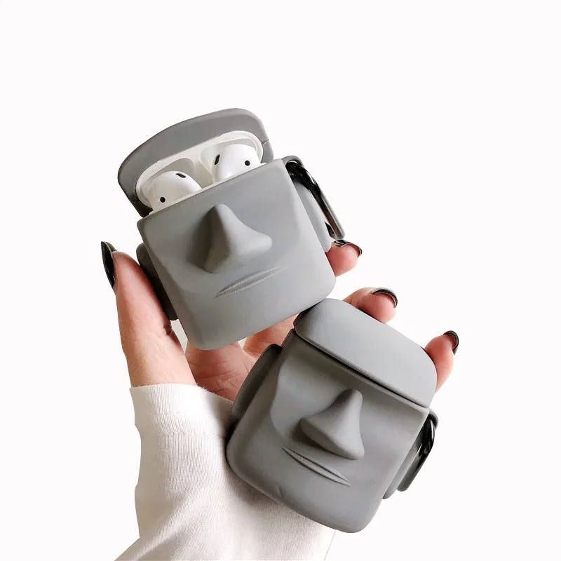 Чехол для AirPod 1 2 3D чехол с каменной статуей острова Пасхи мягкий силиконовый