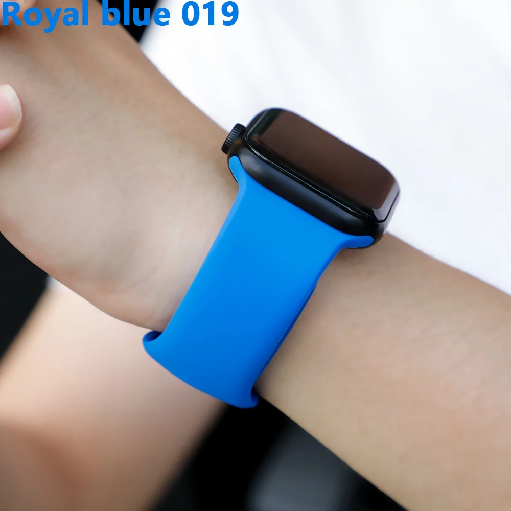 Royal blue 019 Ремешок для apple watch Correa iwatch 42 мм 38 мм 40 мм Браслет Силиконовый ремешок для часов аксессуары 4 3 2 1 apple watch 5 ремешок 44 мм - Цвет ремешка: Royal blue 019