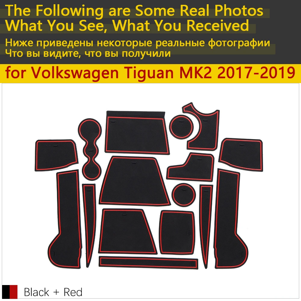 Противоскользящие резиновые чашки подушки двери паз коврик для VW Tiguan 2 MK2 Volkswagen 16 шт. аксессуары коврик для телефона