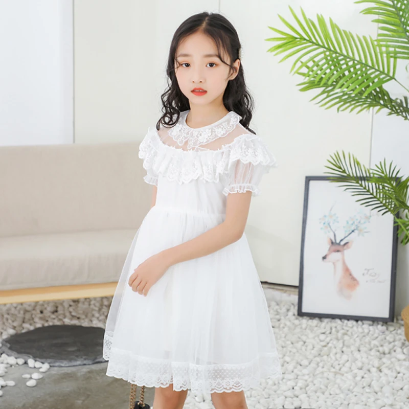 Princess Dress New Arrival Dresses For Girls Lace Gauze Tutu Birthday Party Dress Gift White Flower Girl Costume