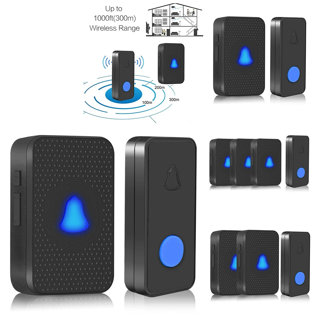 Timbre inalámbrico impermeable para puerta inteligente, timbre de bienvenida para el hogar, 1 + 3