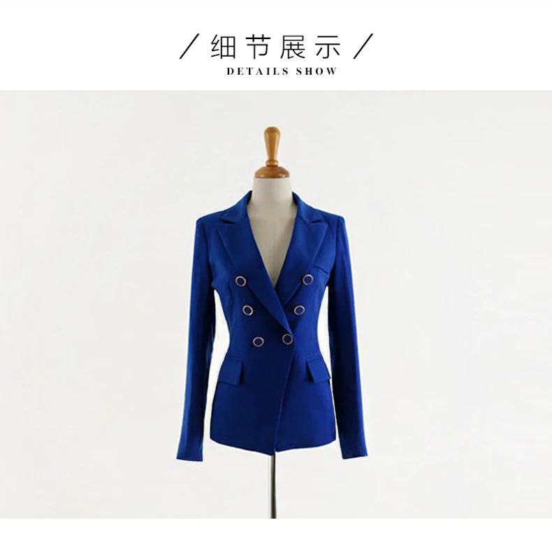 Новые модные костюмы со штанами для женщин, деловой блейзер с длинными рукавами и брюки, комплект из двух предметов, Офисная женская одежда больших размеров