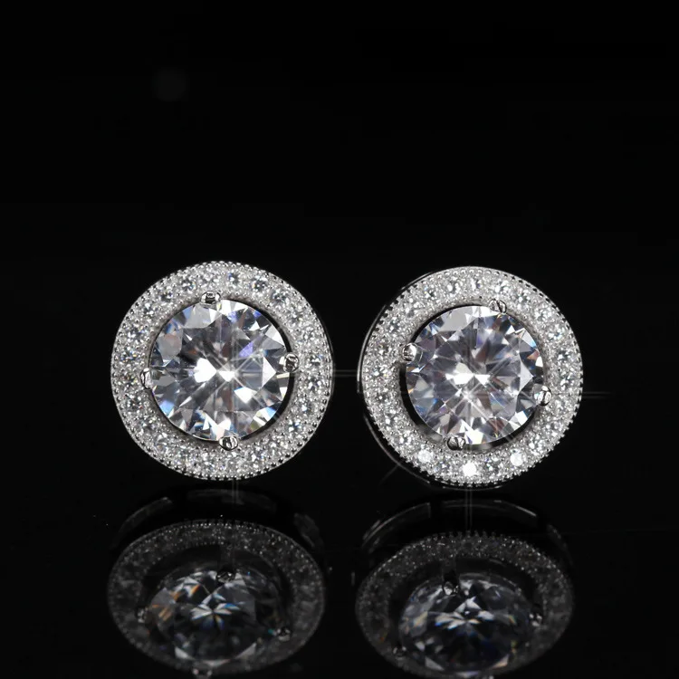 

Foreign Trade Export Silver 925 Sterling Zircon Circle Ear Stud Europe And America Fashion Eight Heart Eight Arrows Ear Stud Who