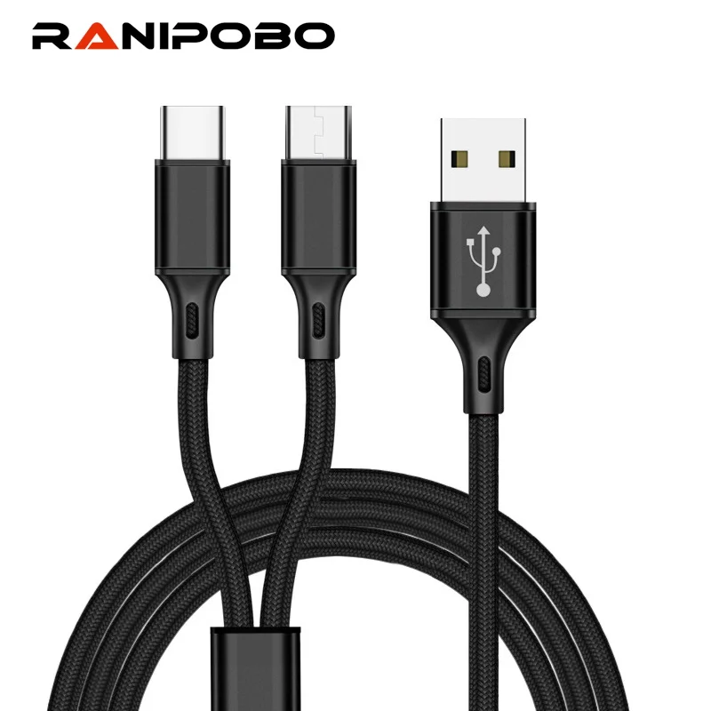 

2 in 1 Micro USB Type C Cable For Samsung Xiaomi Fast Charging Data Cable For Huawei P20 Lite Mobile Phone Data Cable Wire