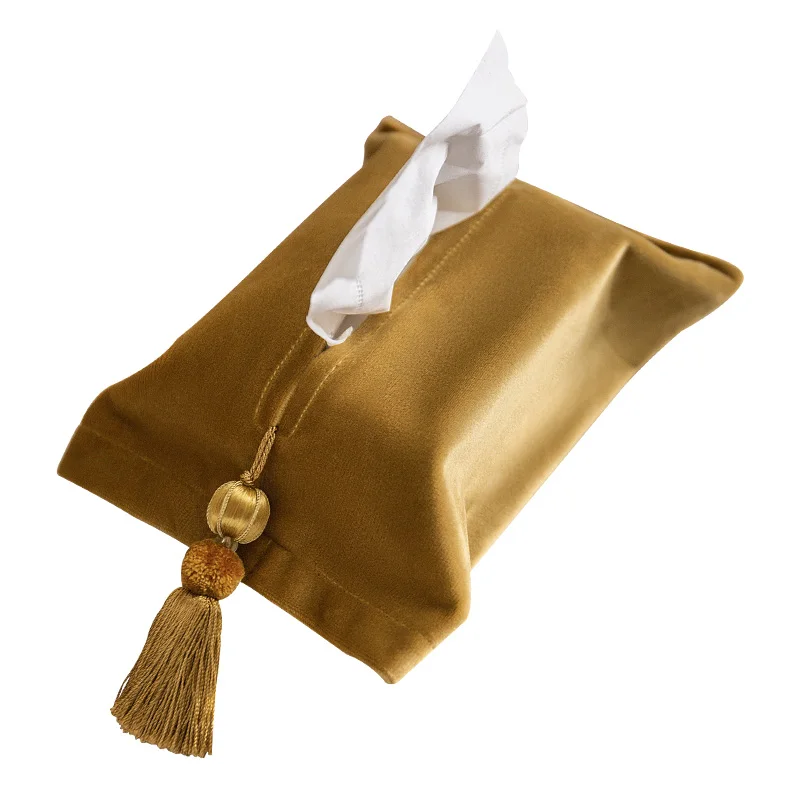 Soft Velvet Nordic Style Tissue Box Fabric Bag Cover, Portable Pumping Napkin Storage, Rectangle, Monochromatic, Car, Office 6