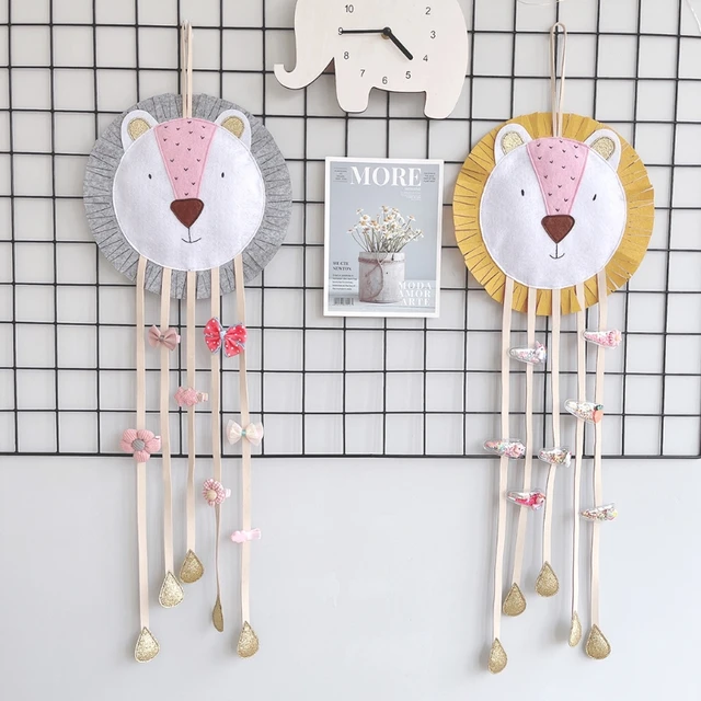 Cartoon Lion Hair Bow Holder Clip Hanger Headband Storage Organizer Wall Hanging Decorations for Baby Girls Room 1