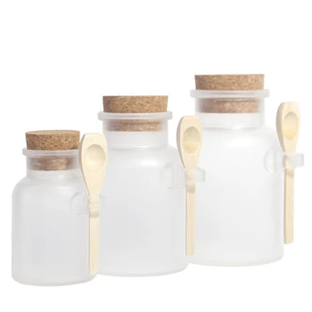 

Lid Salt Bottle 300ml Spoon Bath Storage Stopper Jar Frosted Wooden Abs Bottle