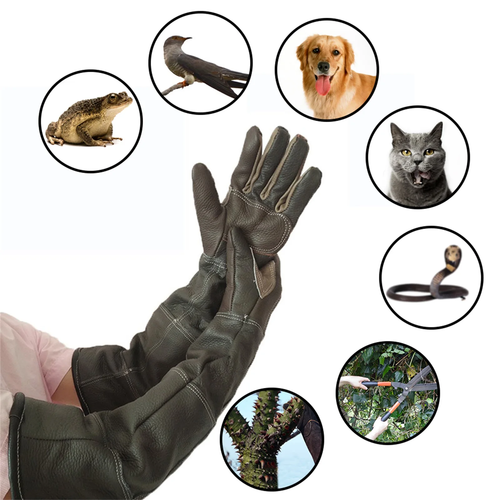 Pet Gloves Cowhide Leather Anti-grasping Anti Bite Protective Gloves Cat Dog Gardening Work Pets Training Handling