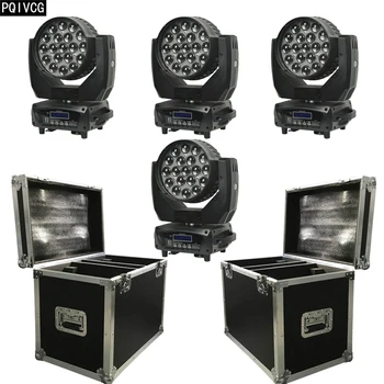 

4 pieces + flightcase 19x12w Zoom dyeing moving head light RGBW 4in1 LED DJ moving head light