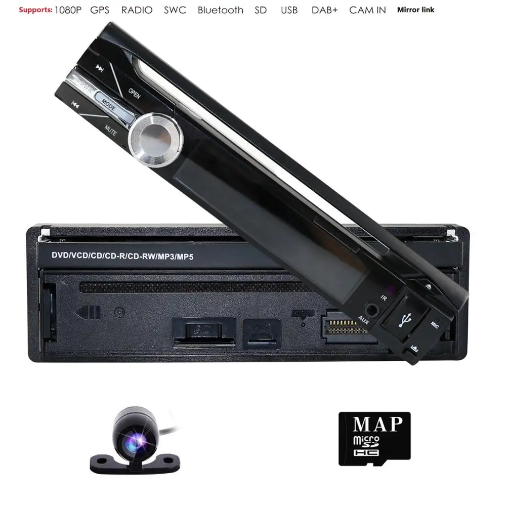 

Car Multimedia Player 7" Single 1 DIN Car DVD Player DAB+ Radio Stereo With RDS Camera Mirror Link Head Unit GPS Map SWC SD BT