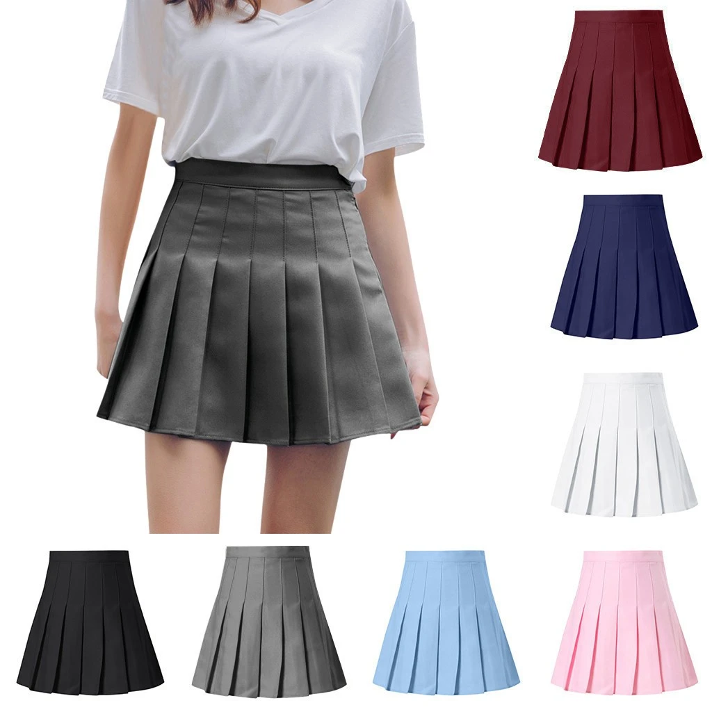 Cosplay School Skrit Sexy Leather Pleated Skirt Waist Jupe AliExpress ...