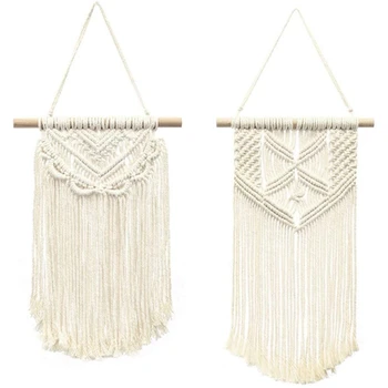 

2 Pieces Macrame Wall Hanging Woven Tapestry Decoration Bohemian Home Geometric Art Decor for Apartment(No Hooks)