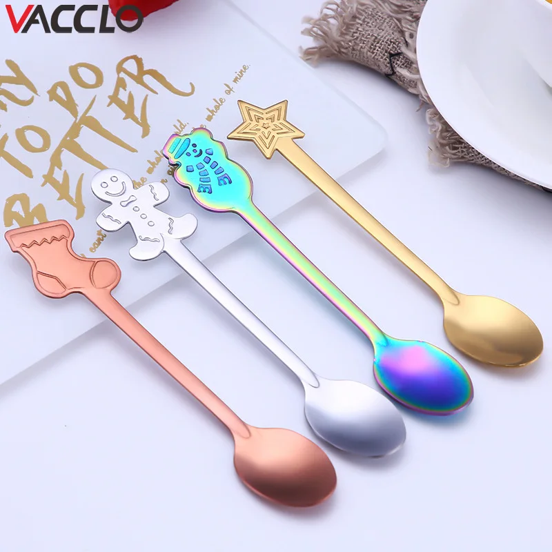 

Vacclo 4pcs Stainless Steel Spoon Cooking Honey Server Kitchen Cooking Teaspoon Mixing Tableware Tools Dessert Coffee Spoons
